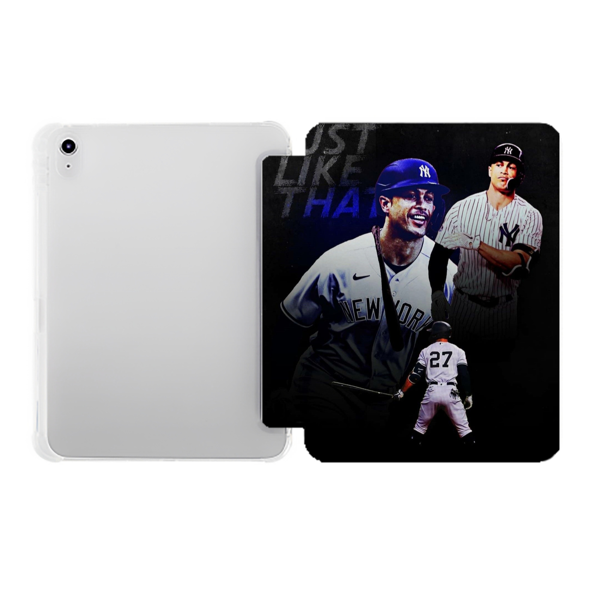 Giancarlo Stanton 36 Premium Tri-Fold PU Leather & Silicone IPad Case With Pencil Slot – Fits 9.5,10.5,10.9 – Adjustable Stand, Slim, Protective